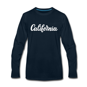 California Long Sleeve T-Shirt - Hand Lettered Unisex California Long Sleeve Shirt - deep navy