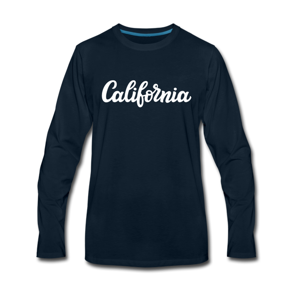California Long Sleeve T-Shirt - Hand Lettered Unisex California Long Sleeve Shirt - deep navy
