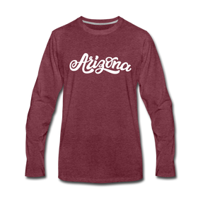 Arizona Long Sleeve T-Shirt - Hand Lettered Unisex Arizona Long Sleeve Shirt - heather burgundy