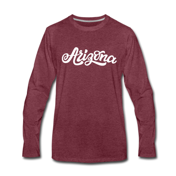 Arizona Long Sleeve T-Shirt - Hand Lettered Unisex Arizona Long Sleeve Shirt - heather burgundy