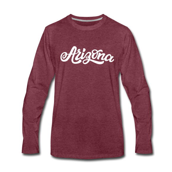 Arizona Long Sleeve T-Shirt - Hand Lettered Unisex Arizona Long Sleeve Shirt - heather burgundy