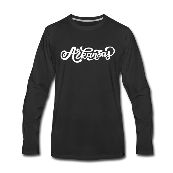 Arkansas Long Sleeve T-Shirt - Hand Lettered Unisex Arkansas Long Sleeve Shirt - black