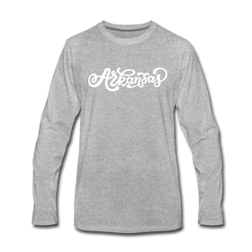 Arkansas Long Sleeve T-Shirt - Hand Lettered Unisex Arkansas Long Sleeve Shirt - heather gray