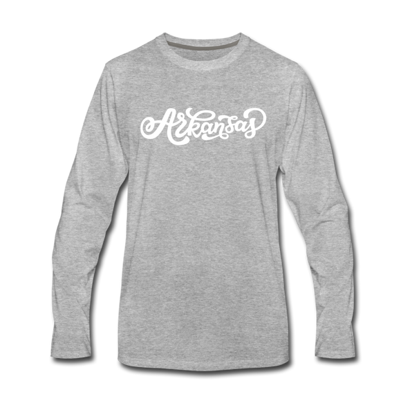 Arkansas Long Sleeve T-Shirt - Hand Lettered Unisex Arkansas Long Sleeve Shirt - heather gray