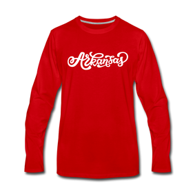 Arkansas Long Sleeve T-Shirt - Hand Lettered Unisex Arkansas Long Sleeve Shirt - red