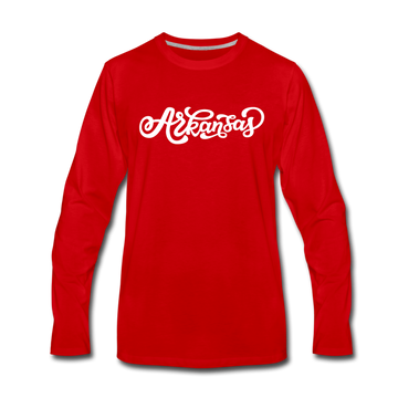 Arkansas Long Sleeve T-Shirt - Hand Lettered Unisex Arkansas Long Sleeve Shirt - red
