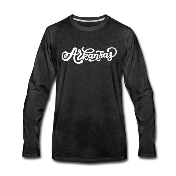 Arkansas Long Sleeve T-Shirt - Hand Lettered Unisex Arkansas Long Sleeve Shirt - charcoal gray