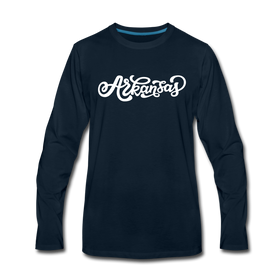 Arkansas Long Sleeve T-Shirt - Hand Lettered Unisex Arkansas Long Sleeve Shirt - deep navy
