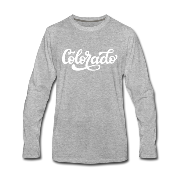 Colorado Long Sleeve T-Shirt - Hand Lettered Unisex Colorado Long Sleeve Shirt - heather gray