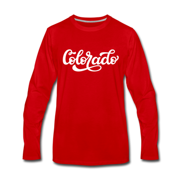 Colorado Long Sleeve T-Shirt - Hand Lettered Unisex Colorado Long Sleeve Shirt - red