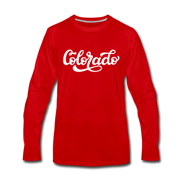 Colorado Long Sleeve T-Shirt - Hand Lettered Unisex Colorado Long Sleeve Shirt - red