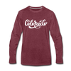 Colorado Long Sleeve T-Shirt - Hand Lettered Unisex Colorado Long Sleeve Shirt - heather burgundy