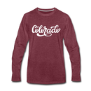 Colorado Long Sleeve T-Shirt - Hand Lettered Unisex Colorado Long Sleeve Shirt - heather burgundy