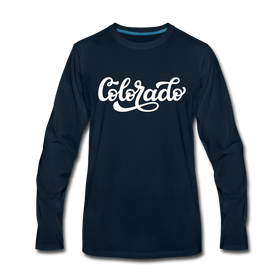 Colorado Long Sleeve T-Shirt - Hand Lettered Unisex Colorado Long Sleeve Shirt - deep navy