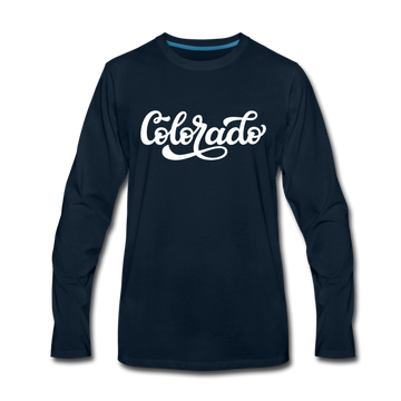 Colorado Long Sleeve T-Shirt - Hand Lettered Unisex Colorado Long Sleeve Shirt - deep navy