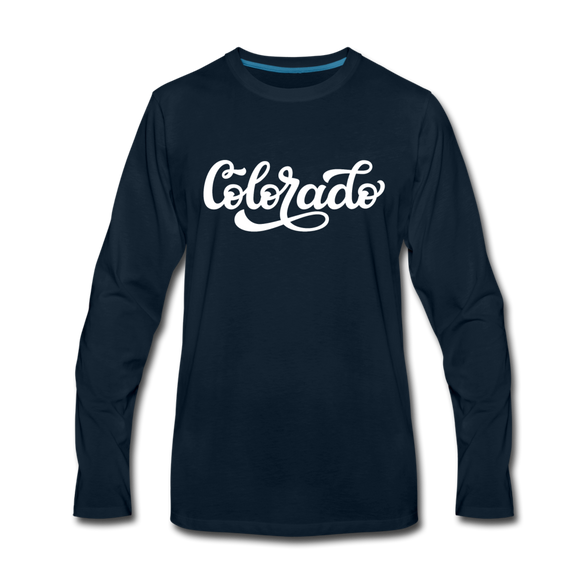 Colorado Long Sleeve T-Shirt - Hand Lettered Unisex Colorado Long Sleeve Shirt - deep navy