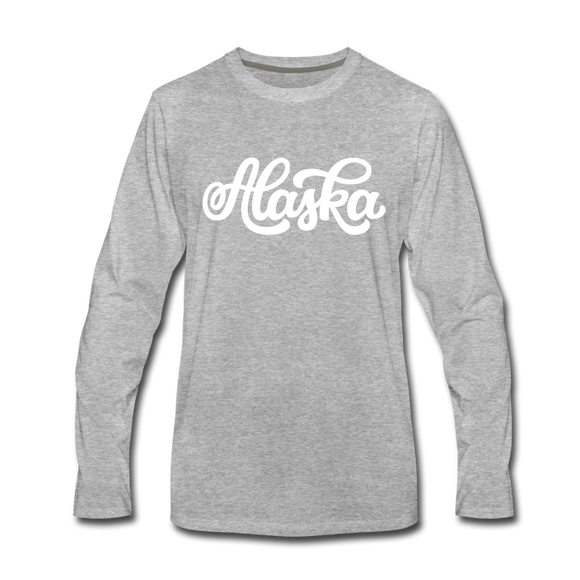 Alaska Long Sleeve T-Shirt - Hand Lettered Unisex Alaska Long Sleeve Shirt - heather gray