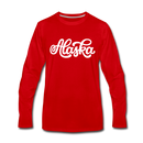Alaska Long Sleeve T-Shirt - Hand Lettered Unisex Alaska Long Sleeve Shirt - red