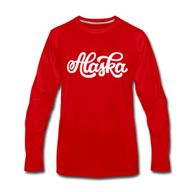 Alaska Long Sleeve T-Shirt - Hand Lettered Unisex Alaska Long Sleeve Shirt - red