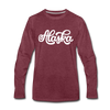Alaska Long Sleeve T-Shirt - Hand Lettered Unisex Alaska Long Sleeve Shirt - heather burgundy