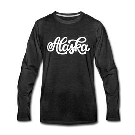 Alaska Long Sleeve T-Shirt - Hand Lettered Unisex Alaska Long Sleeve Shirt - charcoal gray