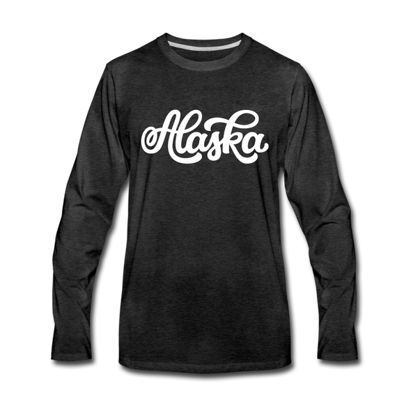 Alaska Long Sleeve T-Shirt - Hand Lettered Unisex Alaska Long Sleeve Shirt - charcoal gray