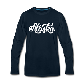 Alaska Long Sleeve T-Shirt - Hand Lettered Unisex Alaska Long Sleeve Shirt - deep navy