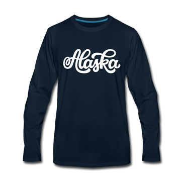 Alaska Long Sleeve T-Shirt - Hand Lettered Unisex Alaska Long Sleeve Shirt - deep navy