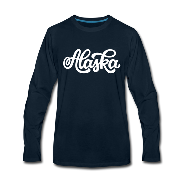 Alaska Long Sleeve T-Shirt - Hand Lettered Unisex Alaska Long Sleeve Shirt - deep navy