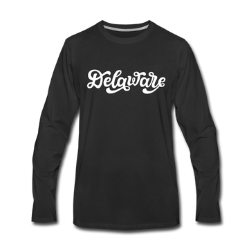 Delaware Long Sleeve T-Shirt - Hand Lettered Unisex Delaware Long Sleeve Shirt - black