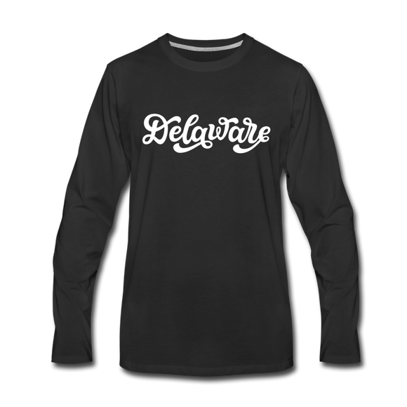Delaware Long Sleeve T-Shirt - Hand Lettered Unisex Delaware Long Sleeve Shirt - black