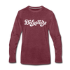 Delaware Long Sleeve T-Shirt - Hand Lettered Unisex Delaware Long Sleeve Shirt - heather burgundy