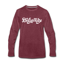 Delaware Long Sleeve T-Shirt - Hand Lettered Unisex Delaware Long Sleeve Shirt - heather burgundy