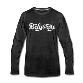 Delaware Long Sleeve T-Shirt - Hand Lettered Unisex Delaware Long Sleeve Shirt - charcoal gray