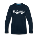 Delaware Long Sleeve T-Shirt - Hand Lettered Unisex Delaware Long Sleeve Shirt - deep navy