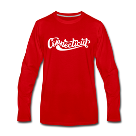 Connecticut Long Sleeve T-Shirt - Hand Lettered Unisex Connecticut Long Sleeve Shirt - red