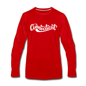 Connecticut Long Sleeve T-Shirt - Hand Lettered Unisex Connecticut Long Sleeve Shirt - red