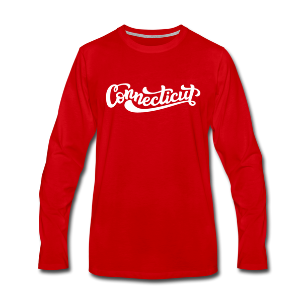 Connecticut Long Sleeve T-Shirt - Hand Lettered Unisex Connecticut Long Sleeve Shirt - red
