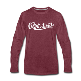 Connecticut Long Sleeve T-Shirt - Hand Lettered Unisex Connecticut Long Sleeve Shirt - heather burgundy