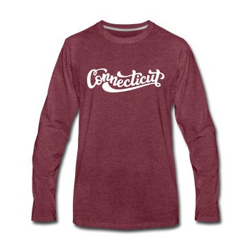 Connecticut Long Sleeve T-Shirt - Hand Lettered Unisex Connecticut Long Sleeve Shirt - heather burgundy