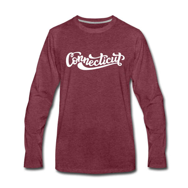 Connecticut Long Sleeve T-Shirt - Hand Lettered Unisex Connecticut Long Sleeve Shirt - heather burgundy
