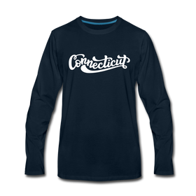 Connecticut Long Sleeve T-Shirt - Hand Lettered Unisex Connecticut Long Sleeve Shirt - deep navy
