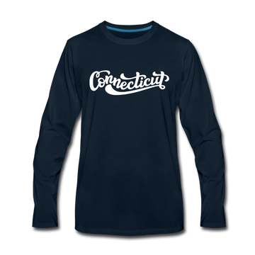 Connecticut Long Sleeve T-Shirt - Hand Lettered Unisex Connecticut Long Sleeve Shirt - deep navy