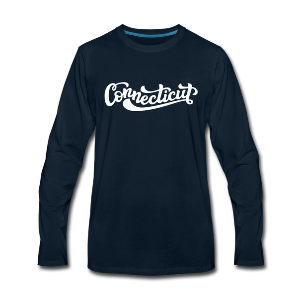 Connecticut Long Sleeve T-Shirt - Hand Lettered Unisex Connecticut Long Sleeve Shirt - deep navy