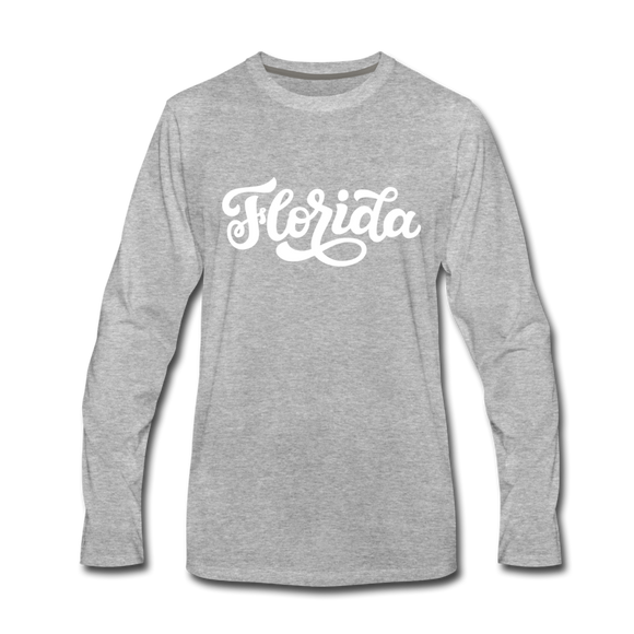 Florida Long Sleeve T-Shirt - Hand Lettered Unisex Florida Long Sleeve Shirt - heather gray