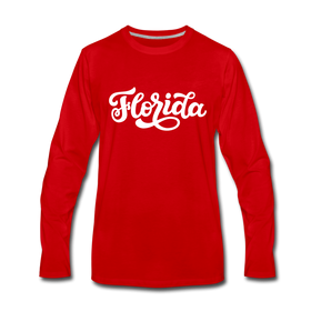 Florida Long Sleeve T-Shirt - Hand Lettered Unisex Florida Long Sleeve Shirt - red
