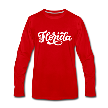 Florida Long Sleeve T-Shirt - Hand Lettered Unisex Florida Long Sleeve Shirt - red