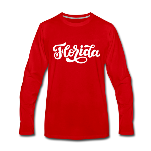 Florida Long Sleeve T-Shirt - Hand Lettered Unisex Florida Long Sleeve Shirt - red