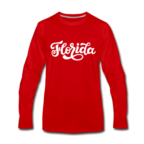 Florida Long Sleeve T-Shirt - Hand Lettered Unisex Florida Long Sleeve Shirt - red