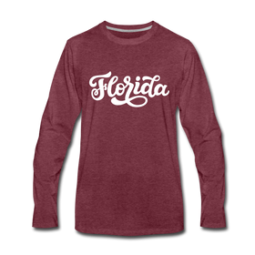 Florida Long Sleeve T-Shirt - Hand Lettered Unisex Florida Long Sleeve Shirt - heather burgundy